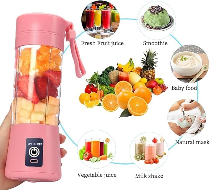 6 Blade USB Rechargeable Portable Juicer Blender Heavy Quality– 380ml