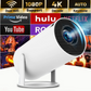 Mini Projector with Android 11, Mini Video Projector Hy300 200Ansi 8000 Lumens, 4K WiFi 5G Bluetooth 5.0 Projector, 180° Cinema Projector Can Rotate for Tv Stick
