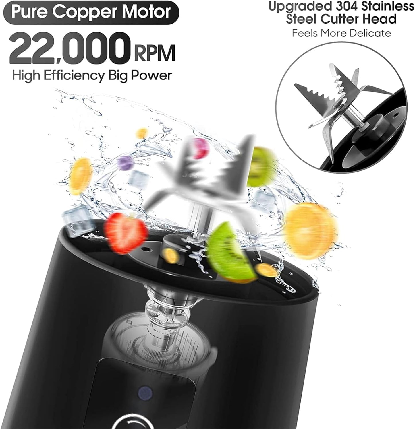 6 Blade USB Rechargeable Portable Juicer Blender Heavy Quality– 380ml