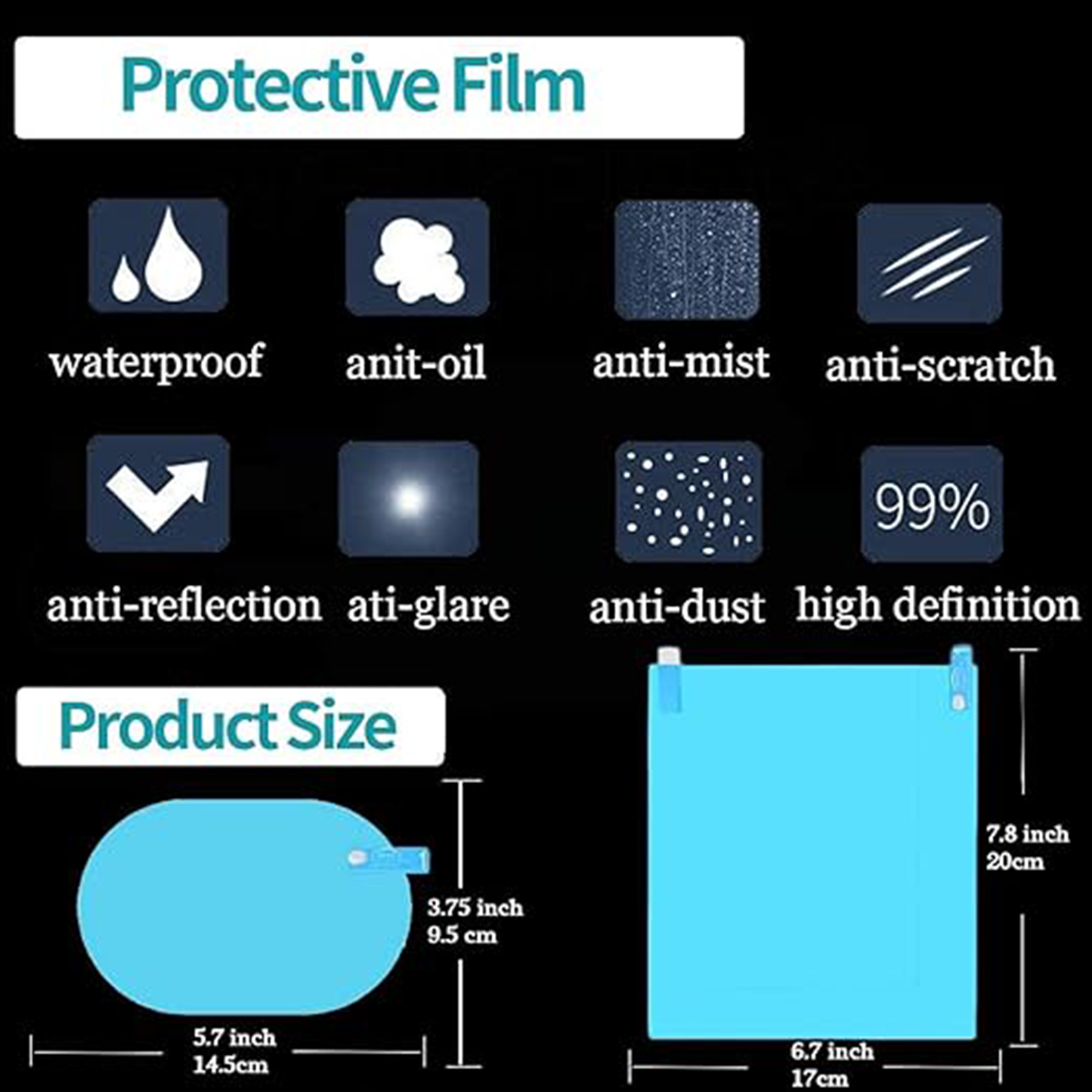 Premium Side Mirror Waterproof Rain/Fog Protection Sheet