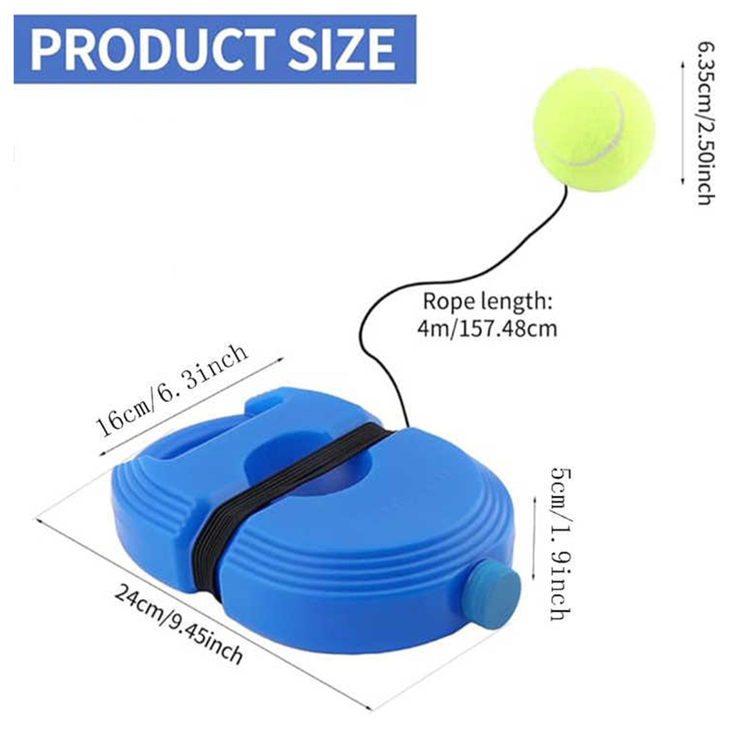Tennis Trainer Rebound Ball Kit - Solo Practice Tool, Portable & Easy to Use for Tennis and Cricket | Trainer Rebound Ball with Rope Fill Sand Water