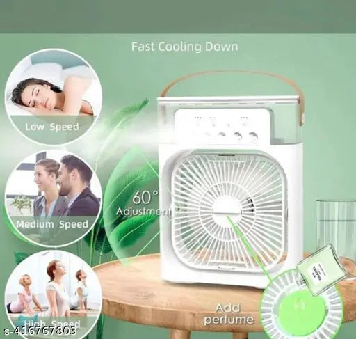 Portable AC Cooler With 5 Water Mist 7 LED light 3 Speed fan