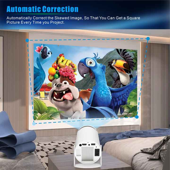 Mini Projector with Android 11, Mini Video Projector Hy300 200Ansi 8000 Lumens, 4K WiFi 5G Bluetooth 5.0 Projector, 180° Cinema Projector Can Rotate for Tv Stick