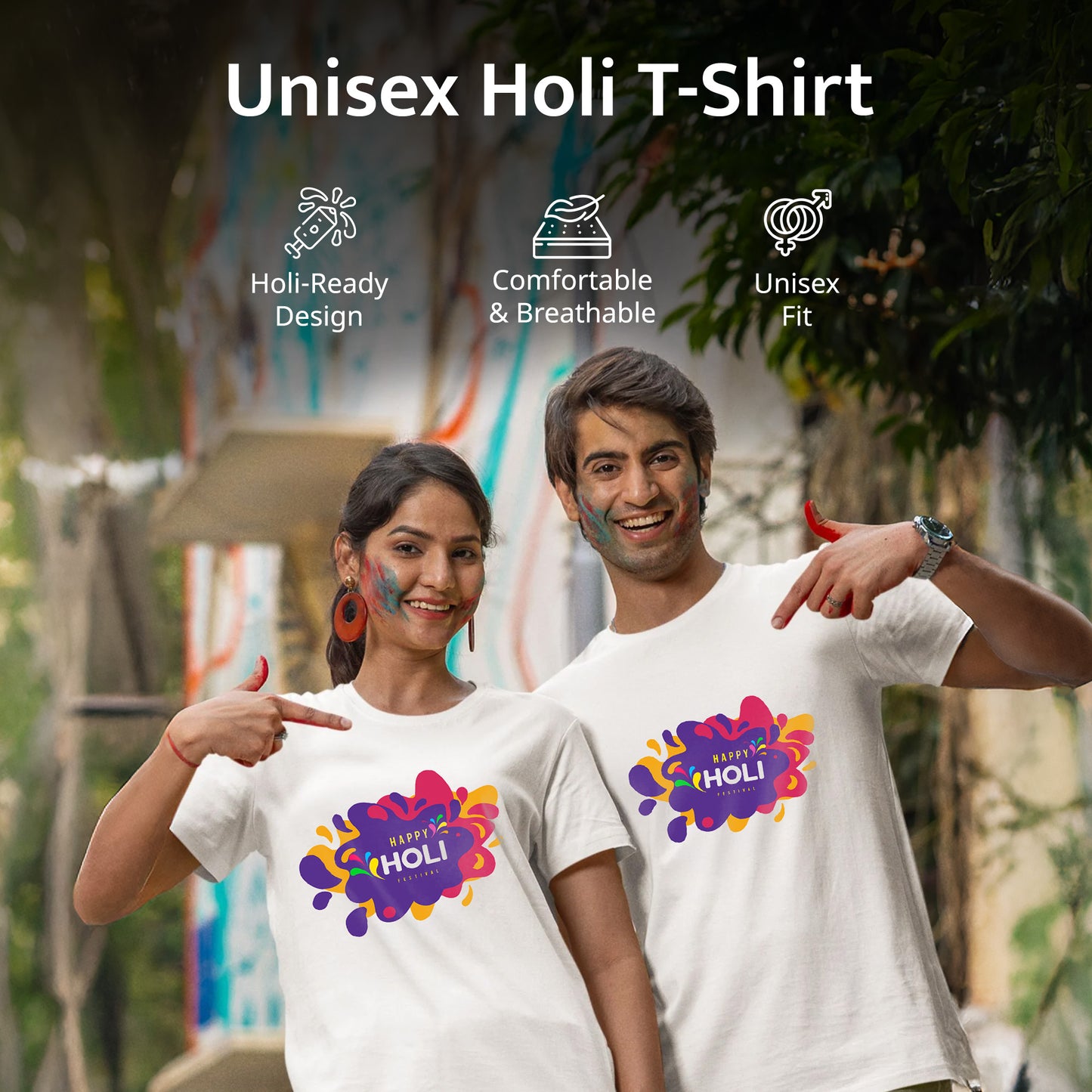 Holi Celebration Combo Kit – Premium Pichkari, Herbal Gulal & Unisex T-Shirt