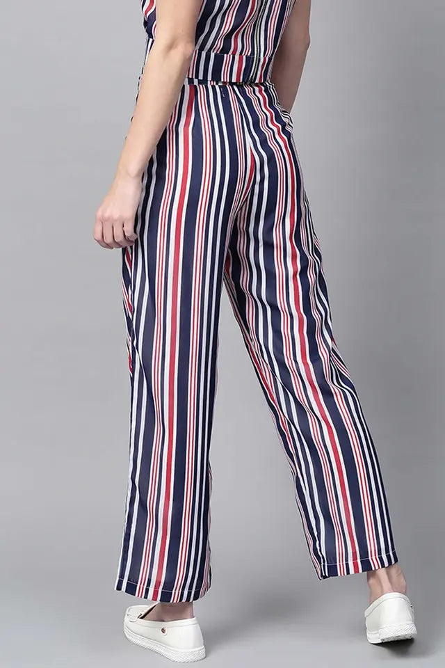 Classic Elegant Colorful Striped Crepe Jumpsuits For Women & Girls😍👌
