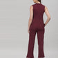 Brown Lycra Casual Jumpsuit for Women(Without Belt)
