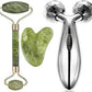 3D Manual Roller Face Body Massager With And Anti Aging 100% Natural Jade Stone Roller Msagger With Gua Sha Tools for Face and Body Massager