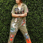Multi color Girl Power collared Fashionable Women Jumpsuits