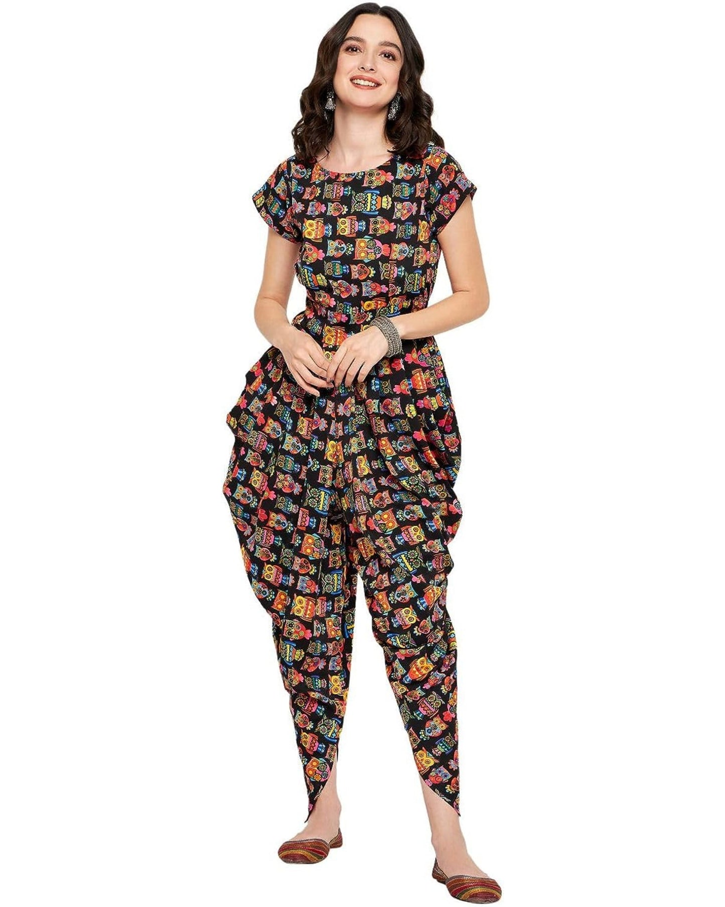 Fashionable Indo-Western style owl printed jumpsuits For Women & Girls