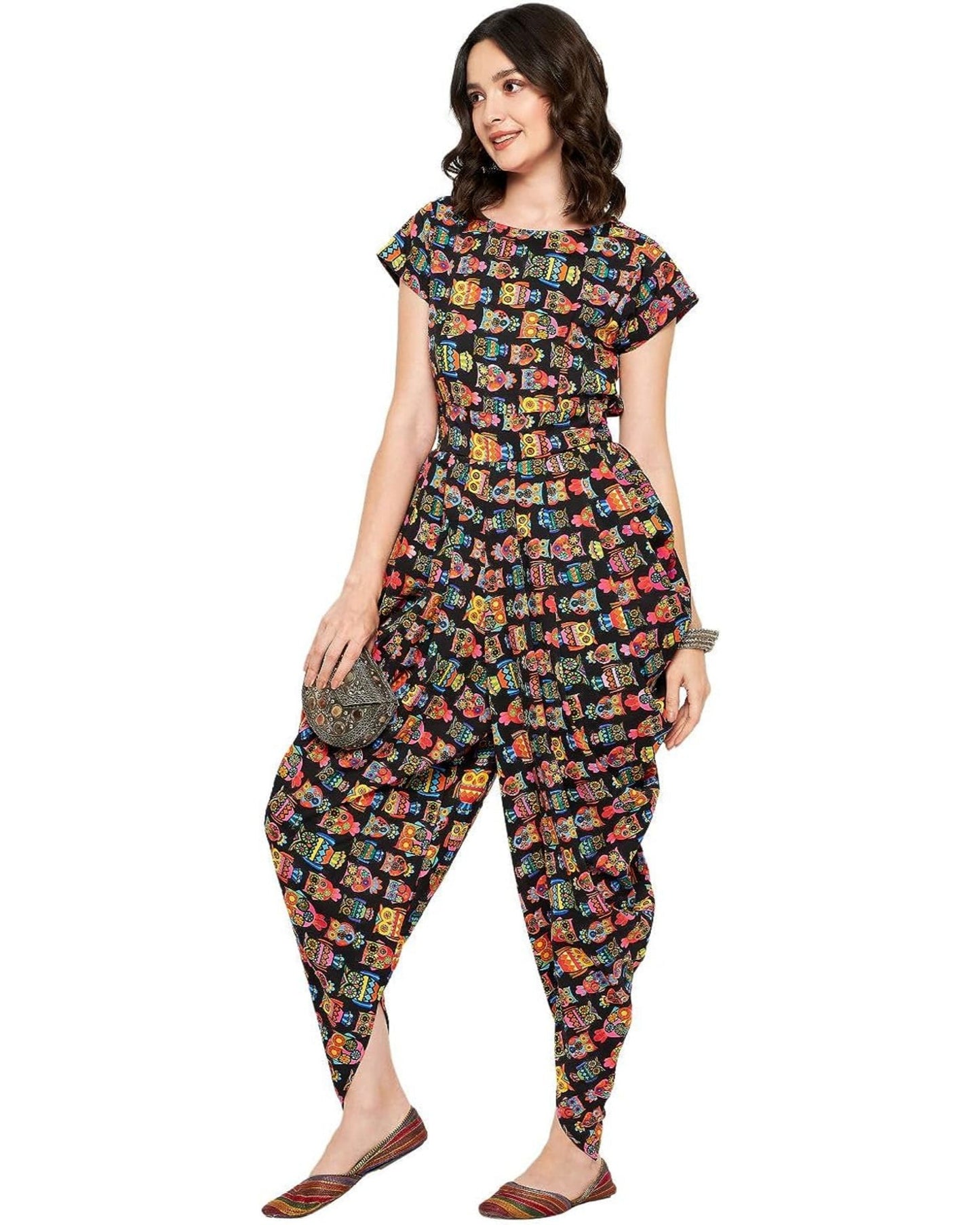 Fashionable Indo-Western style owl printed jumpsuits For Women & Girls