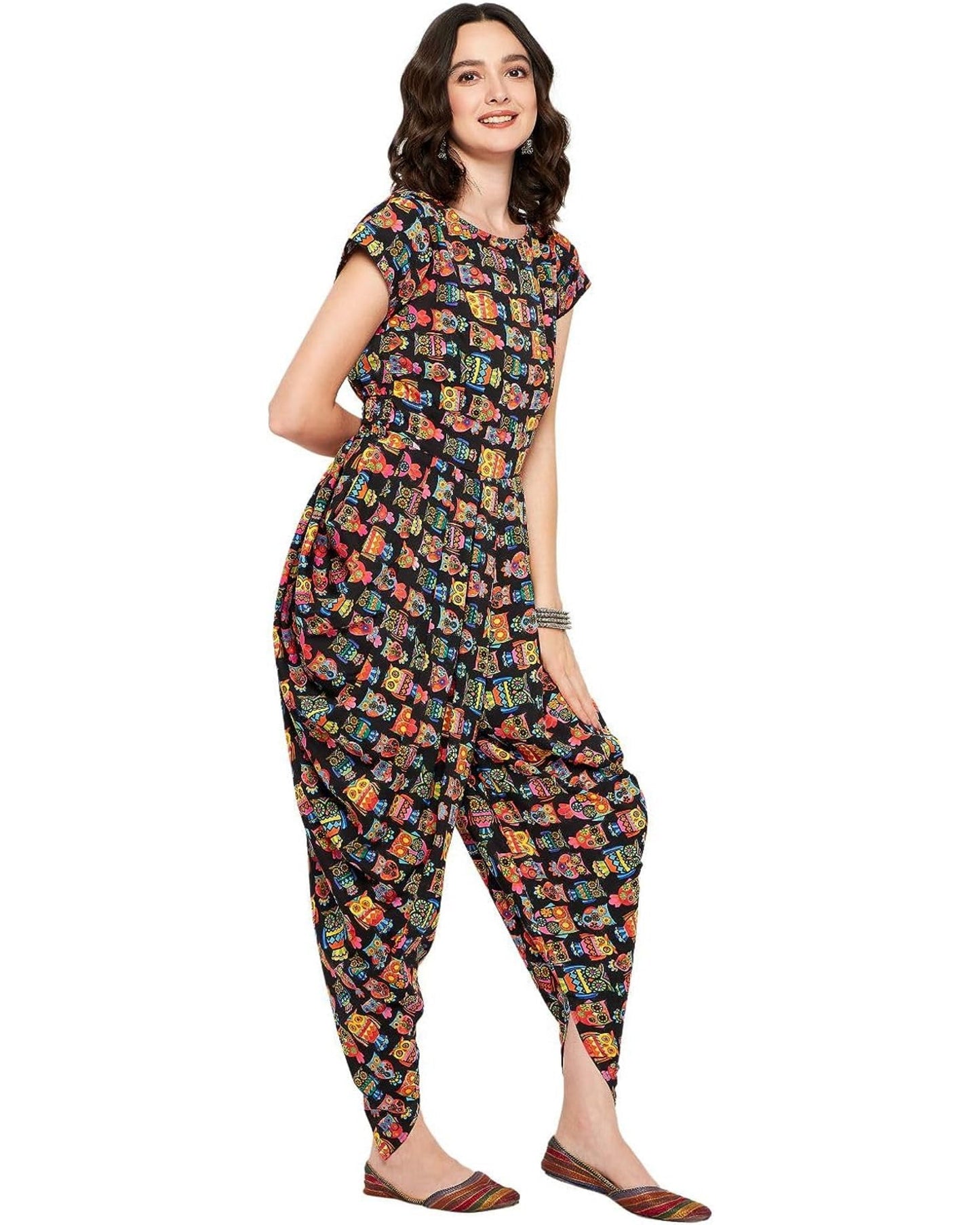Fashionable Indo-Western style owl printed jumpsuits For Women & Girls