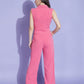 Brown Lycra Casual Jumpsuit for Women(Without Belt)